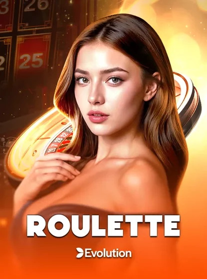 ปกห้อง Roulette ดีลเลอร์หญิงพื้นส้มเข้ม ในหน้ารวมเกมของ AW8