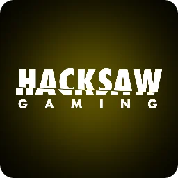 โลโก้ Hacksaw Gaming ตัวอักษรขาวบนพื้นดำเหลือง ในหน้ารวมเกมของ AW8