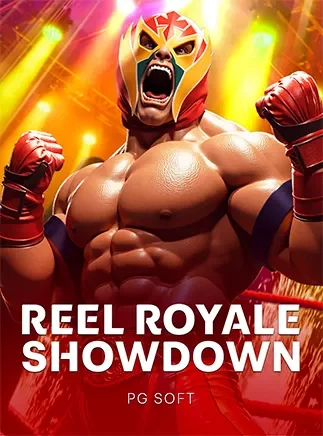 ปกเกม Reel Royale Showdown นักมวยปล้ำสวมหน้ากากบนพื้นส้ม ในหน้ารวมเกมของ AW8